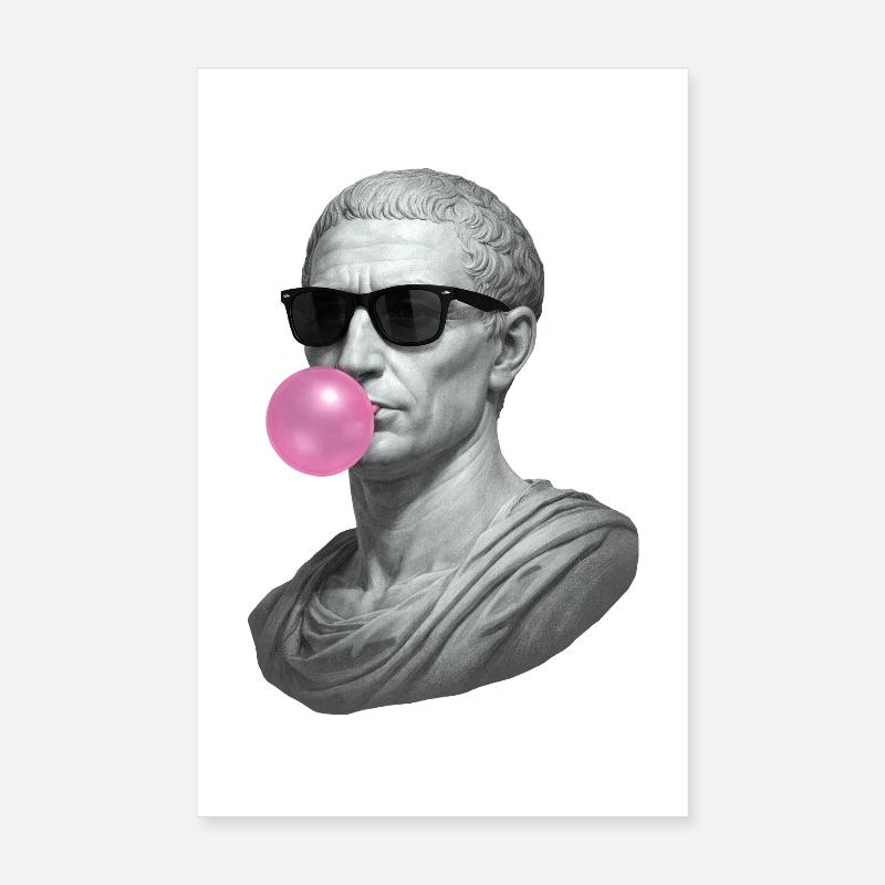 César avec des lunettes de soleil et du chewing-gum Poster 20 x 30 cm
