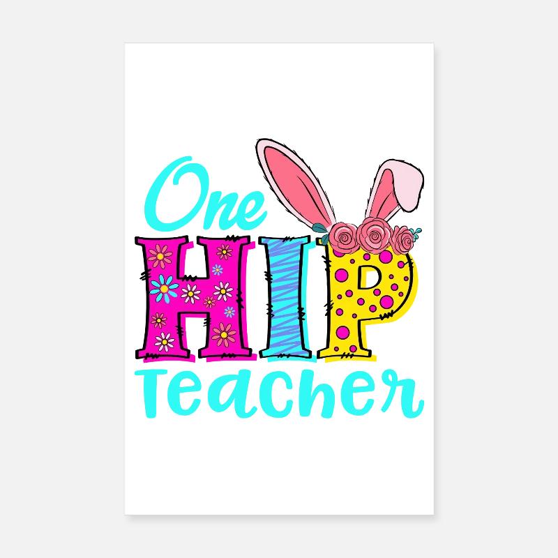 Un joli logo fleuri de lapin enseignant Poster 20 x 30 cm