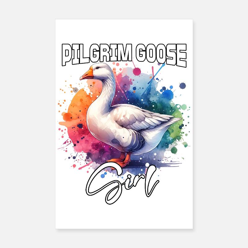 Pilgrim Goose Mädchen Pilgrim Gans Poster 20x30 cm