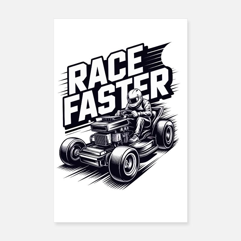 Course de tracteurs à pelouse Course de tondeuses à gazon Poster 20 x 30 cm