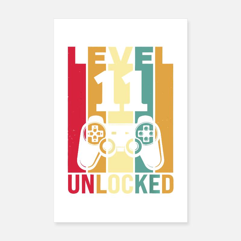 Level Up Unlocked Retro Controller Poster 8" x 12" (20x30 cm)