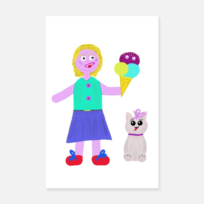Fille à la glace Glace Glace Pomme de glace Poster 20 x 30 cm