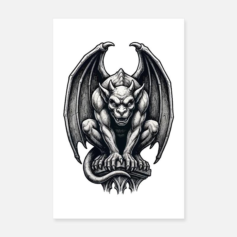 Vintage Gargoyle Poster 20x30 cm