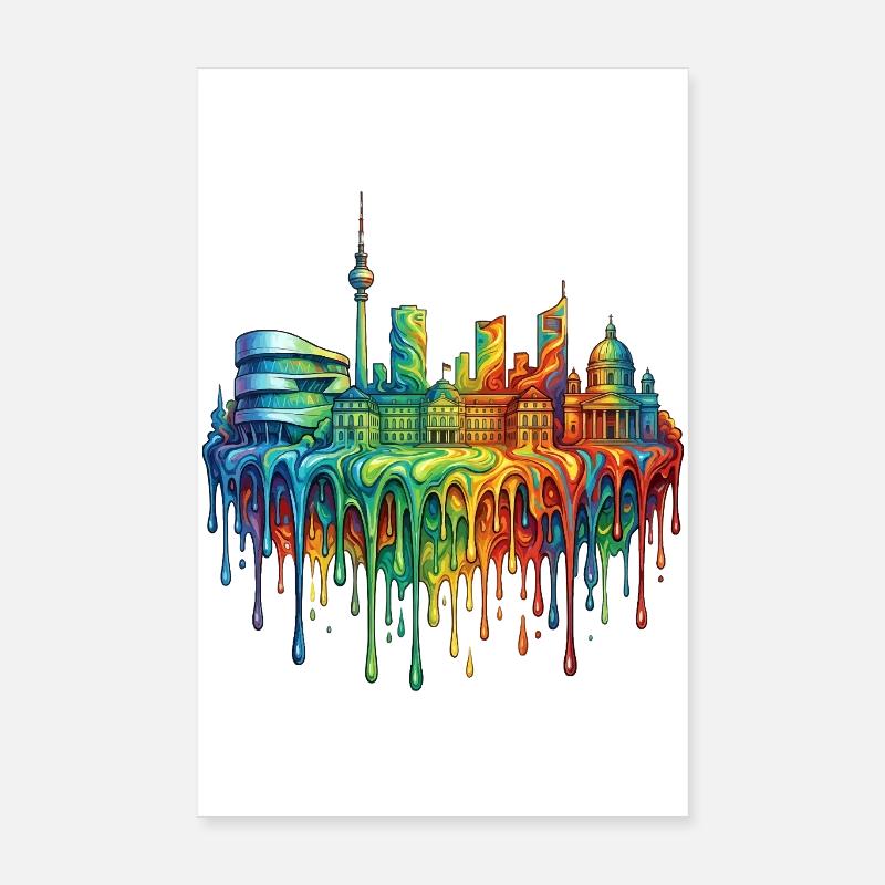 Stuttgart avec un dégradé coloré Poster 20 x 30 cm