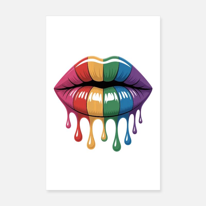 Rainbow Lips Drops lgbtqia+ Poster 20 x 30 cm