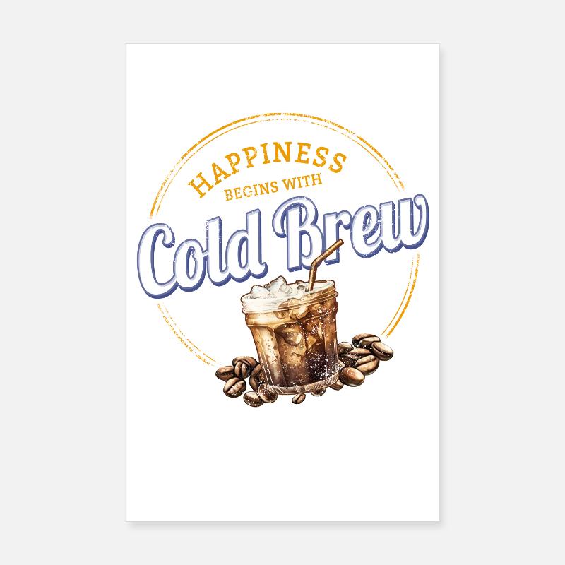 Conception de café vintage à cold brew avec grains de café Poster 20 x 30 cm