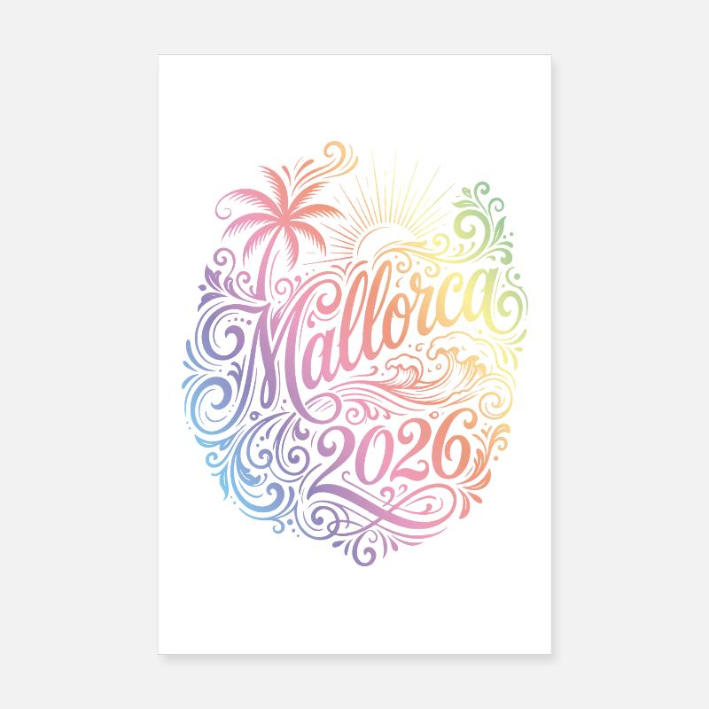 Palmier coloré de Majorque 2026 Poster 20 x 30 cm