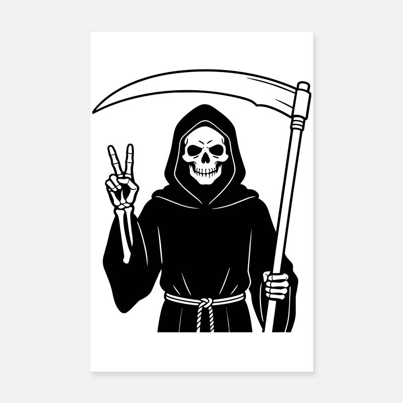 Sensenmann gibt ein Friedenssignal Poster 20x30 cm