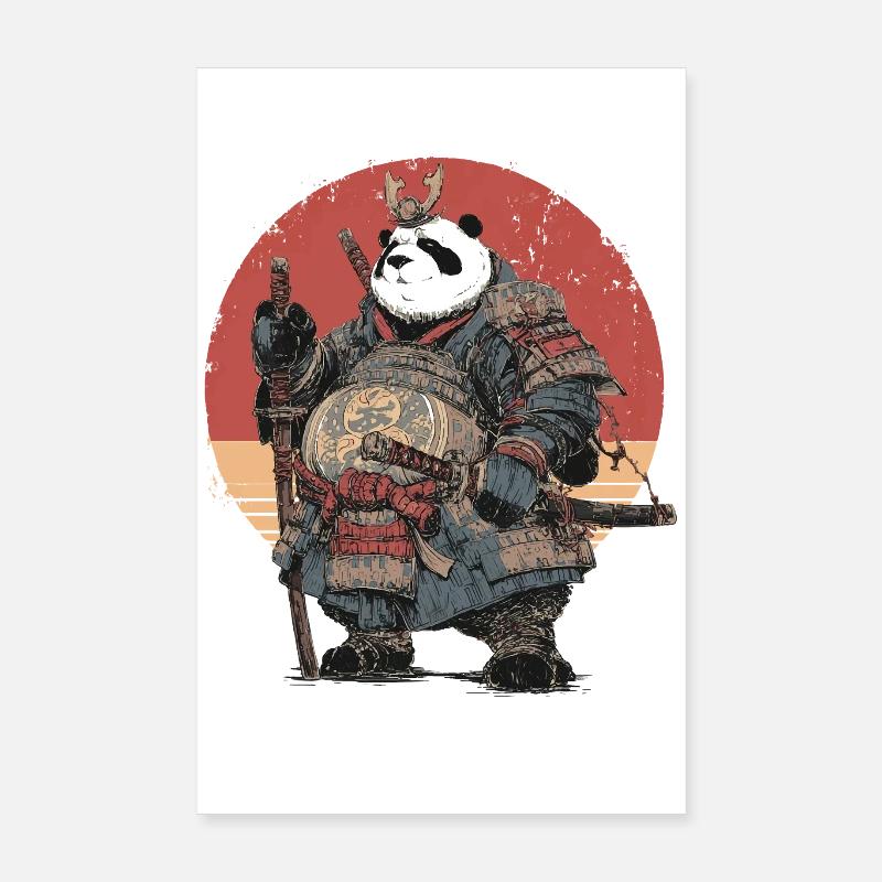 Panda-Samurai in robuster Rüstung Poster 20x30 cm