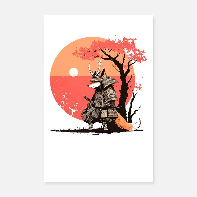 Samurai Fox at Sunset Poster 8" x 12" (20x30 cm)