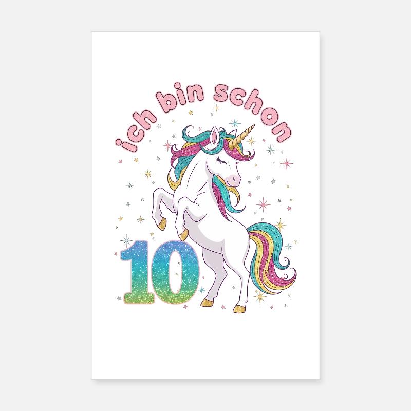 10. Geburtstag Einhorn Mädchen Ich bin schon 10 Poster 20x30 cm