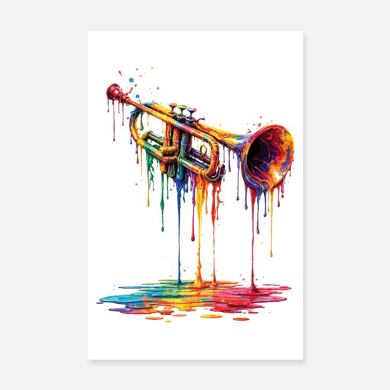 Trumpet mit tropfender Farbe Poster 20x30 cm