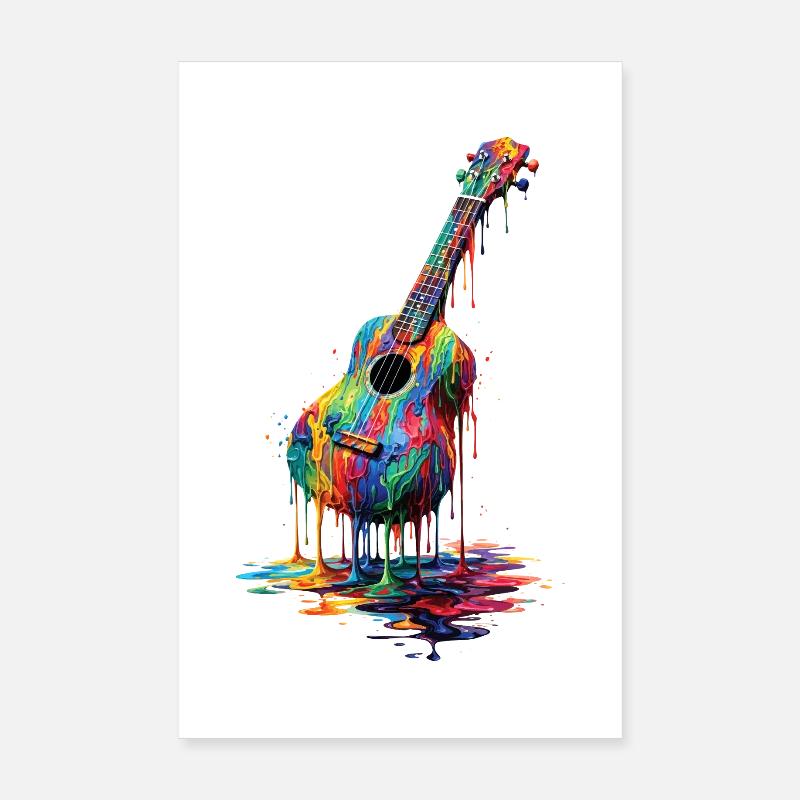 Ukulele mit tropfender Farbe Poster 20x30 cm