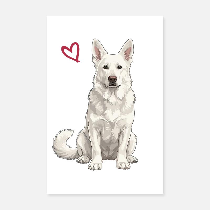 White German Shepherd, White Shepherd Poster 8" x 12" (20x30 cm)