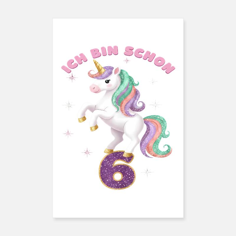 1. Geburtstag Einhorn Mädchen Ich bin schon 1 Poster 20x30 cm