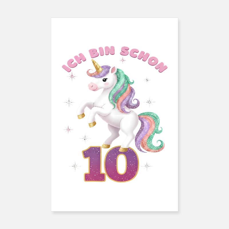 10. Geburtstag Einhorn Mädchen Ich bin schon 10 Poster 20x30 cm