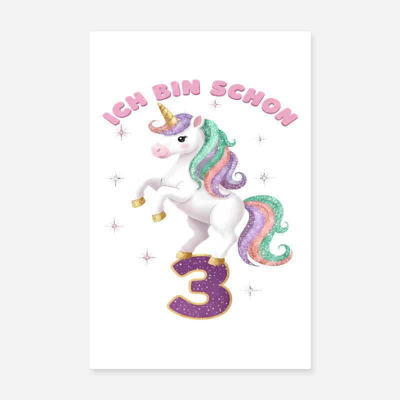 4. Geburtstag Einhorn Mädchen Ich bin schon 4 Poster 20x30 cm