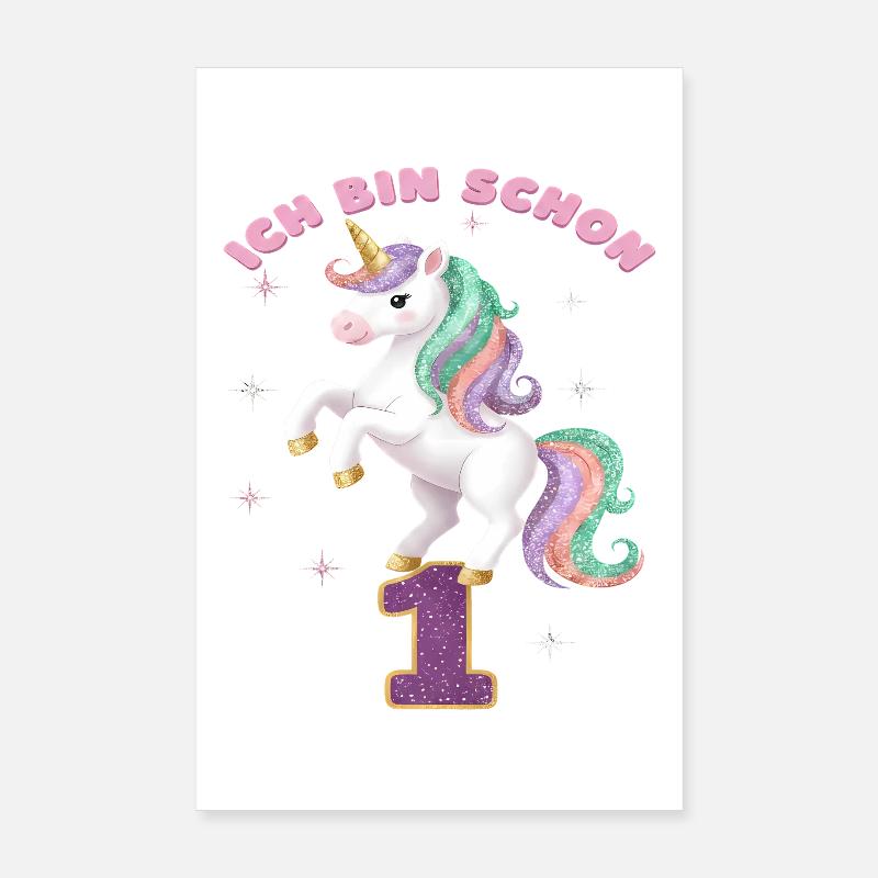 2. Geburtstag Einhorn Mädchen Ich bin schon 2 Poster 20x30 cm