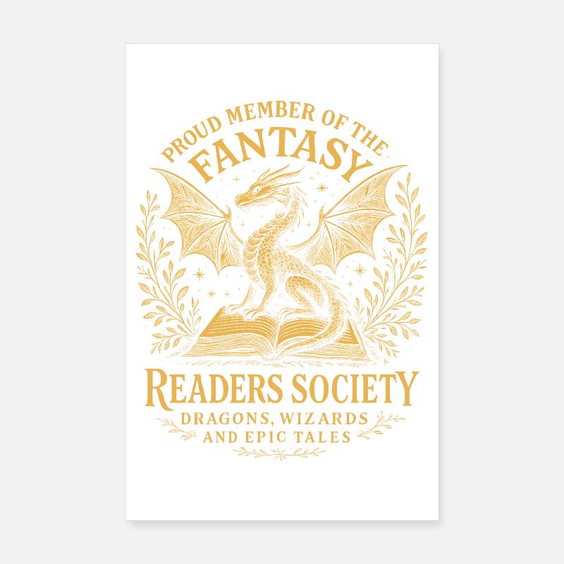 Dragon Reader Fantasy Seal Book Magic Reader Poster 8" x 12" (20x30 cm)