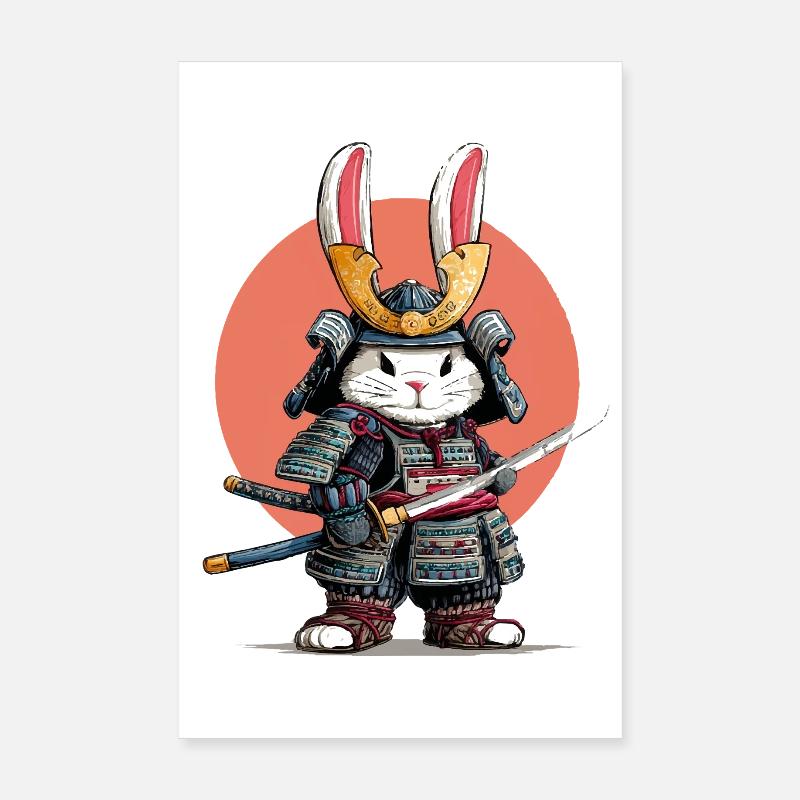 Hasen-Samurai-Krieger Poster 20x30 cm