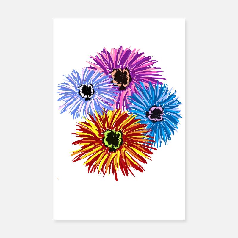 Fleurs Colorées Fleurs Jardin de Fleurs Florales Poster 20 x 30 cm