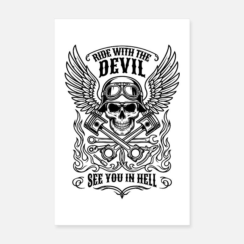 Ride with the Devil | See you in hell | Biker Poster 20x30 cm