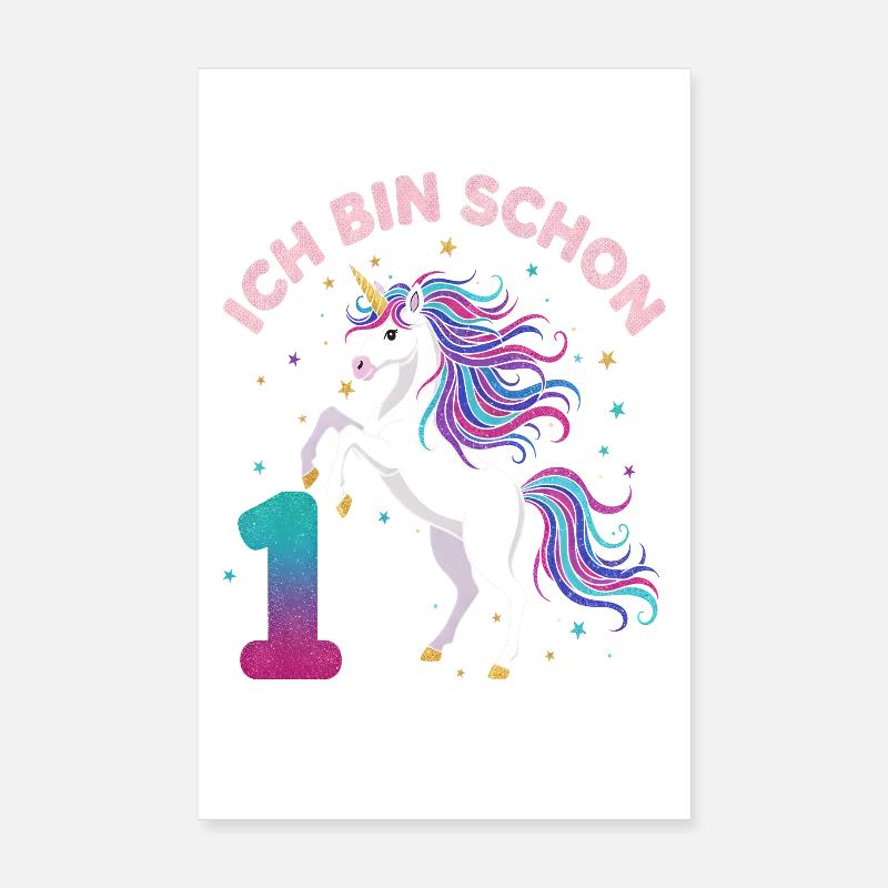 1. Geburtstag Einhorn Mädchen Ich bin schon 1 Poster 20x30 cm