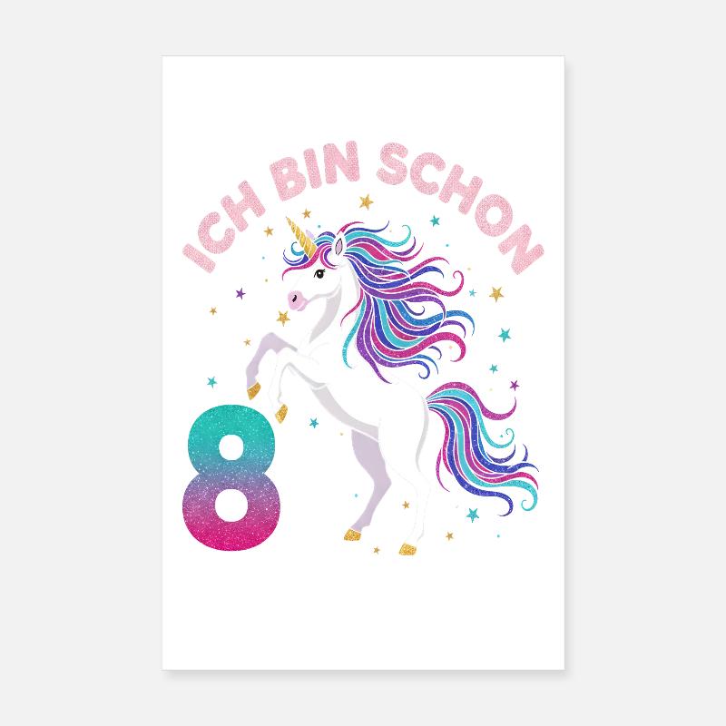 8. Geburtstag Einhorn Mädchen Ich bin schon 8 Poster 20x30 cm