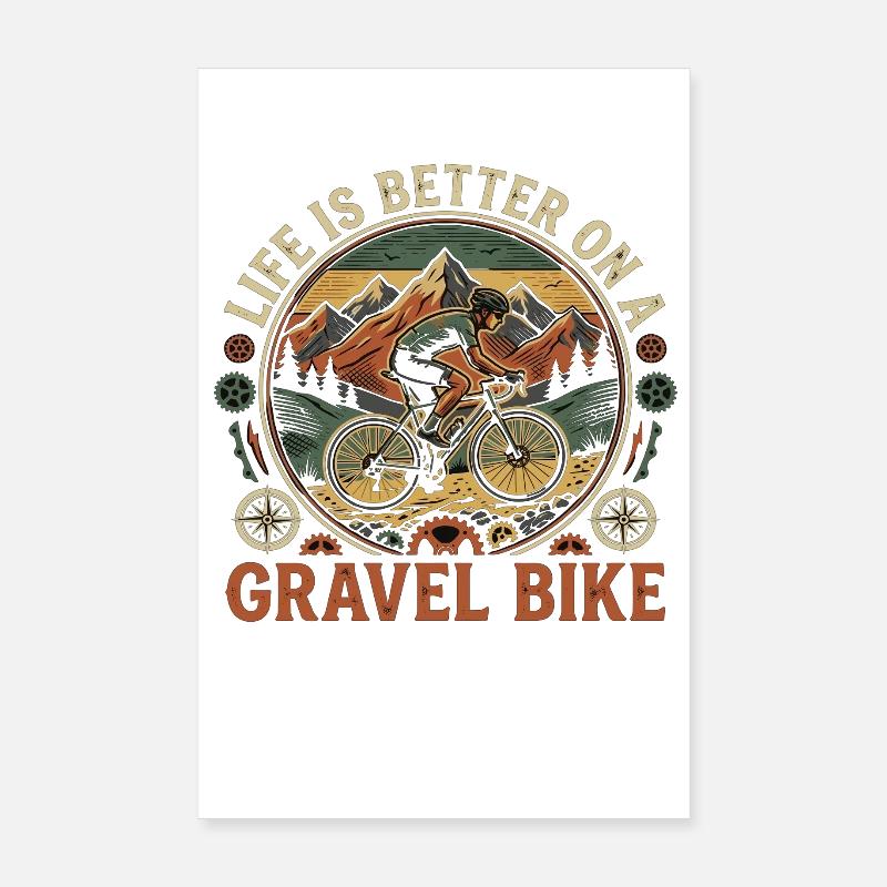 Montagnes d’aventure de vélo de gravier Poster 20 x 30 cm