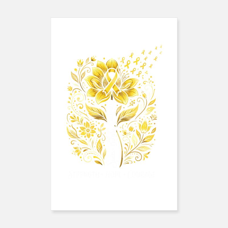 Couronne de Fleurs Dorées Force Espoir Courage Poster 20 x 30 cm