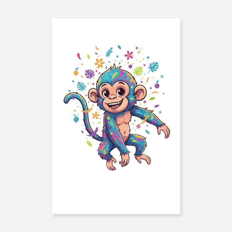 Bunter Farbaffe Spritzbild Poster 20x30 cm