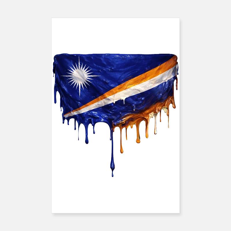 Marshall Islands Dripping Flag Poster 8" x 12" (20x30 cm)