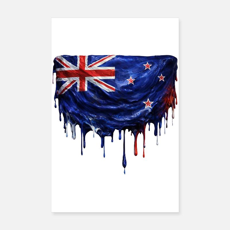 Drapeau néo-zélandais dégoulinant Poster 20 x 30 cm