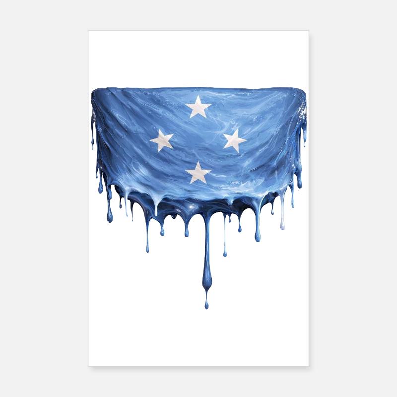 Drapeau dégoulinant de Micronésie Poster 20 x 30 cm