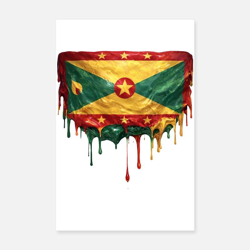 Grenada Dripping Flag Poster 8" x 12" (20x30 cm)