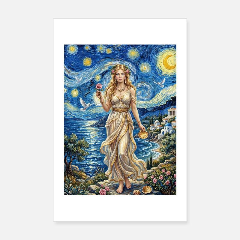 Aphrodite Starry Night Poster 8" x 12" (20x30 cm)