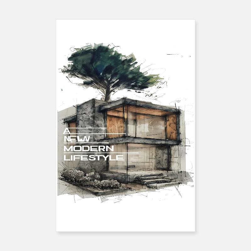 Nouvelle maison de style de vie moderne Poster 20 x 30 cm