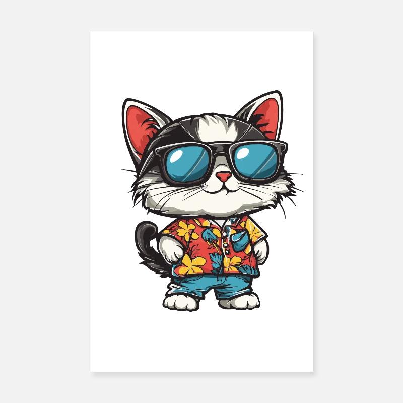 Vacances de la bande dessinée des chats Poster 20 x 30 cm