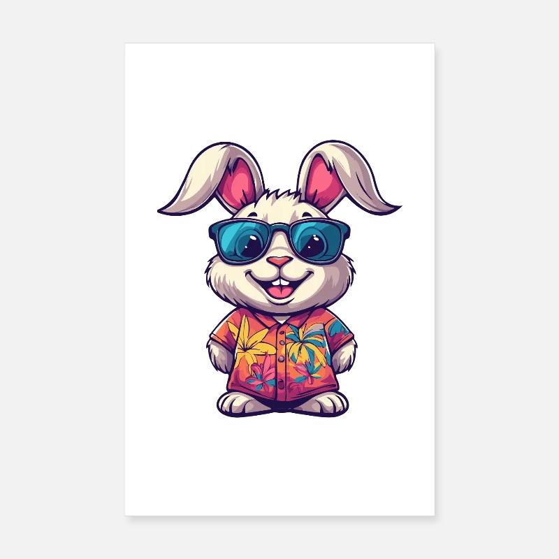 Hase Comic Urlaub Poster 20x30 cm