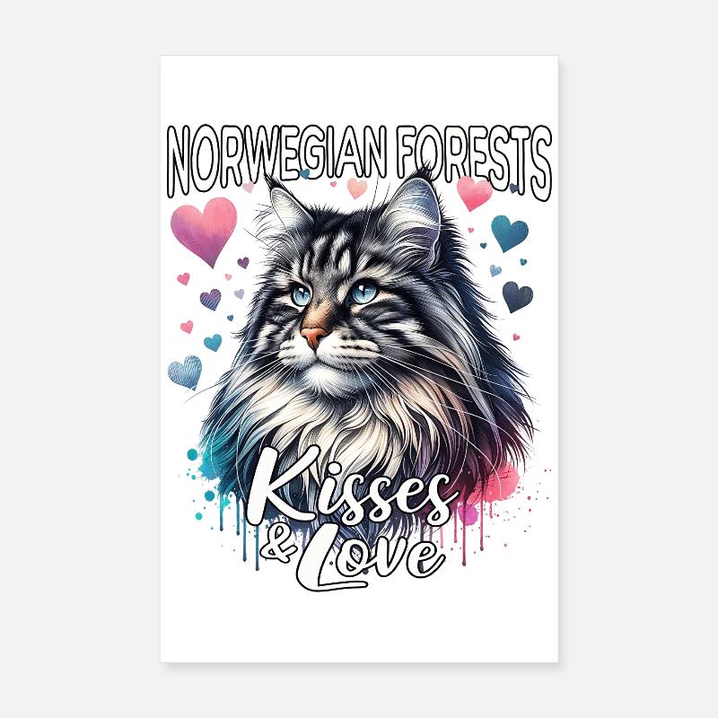 Norwegian Forest Cat Love Poster 8" x 12" (20x30 cm)