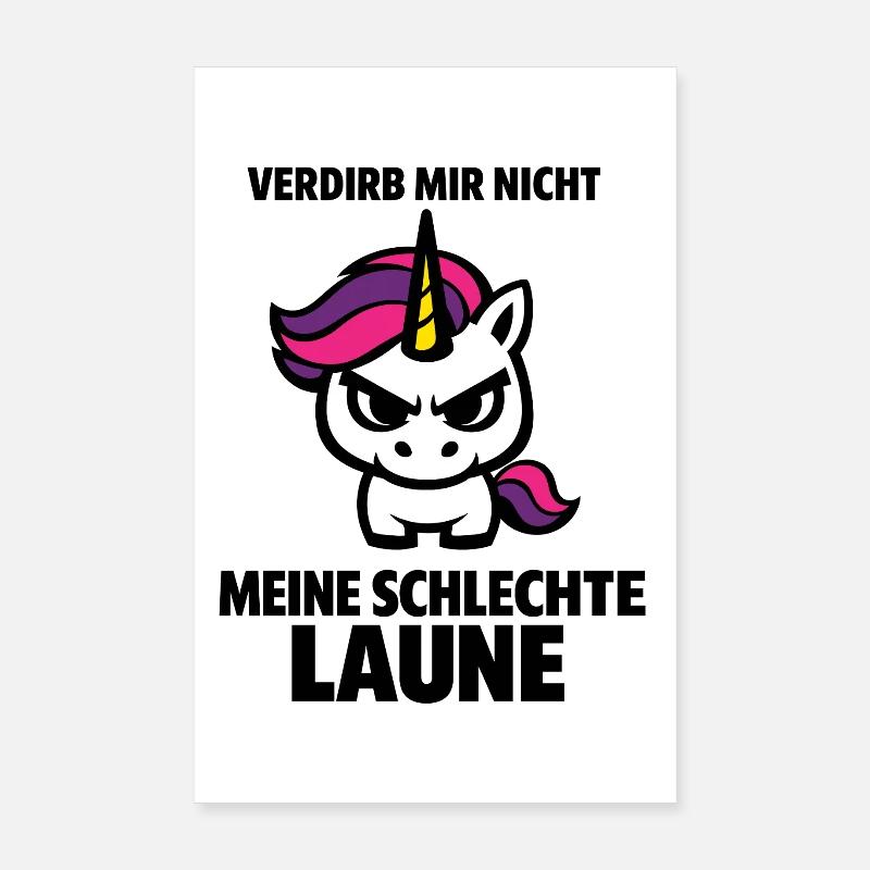 Wütendes Einhorn im frechen Bad Mood Stil Poster 20x30 cm
