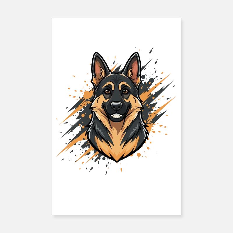 German Shepherd Head Spray Art Poster 8" x 12" (20x30 cm)