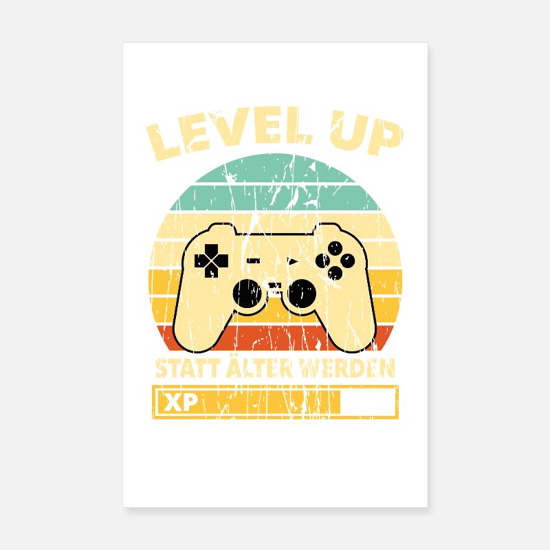 Level Up Retro Controller XP Geburtstag Poster 20x30 cm