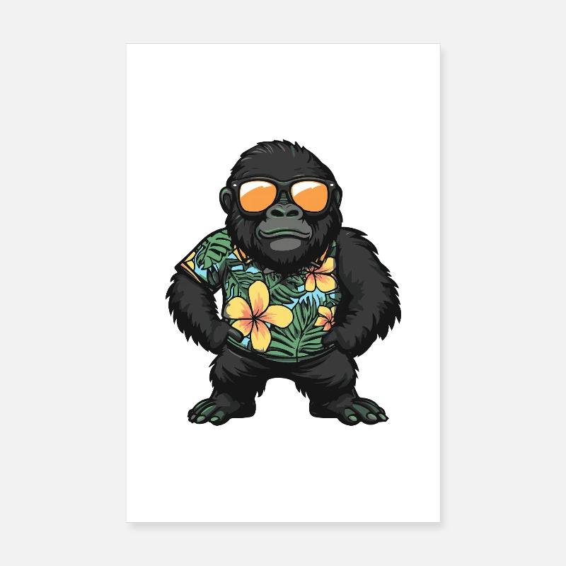 Gorilla Comic Urlaub Poster 20x30 cm
