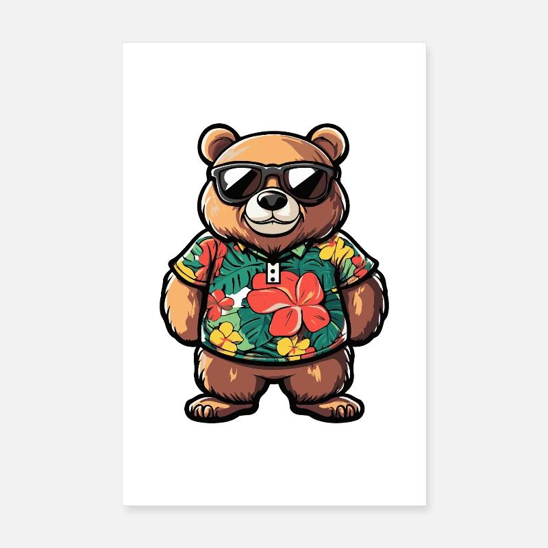 Bear Comic Vacation Poster 8" x 12" (20x30 cm)