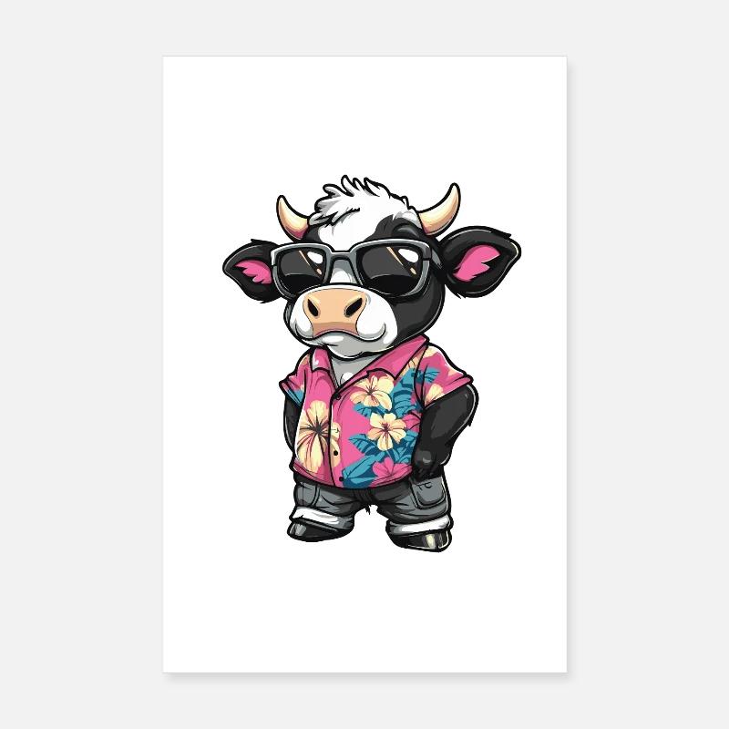 Kuh Comic Urlaub Poster 20x30 cm