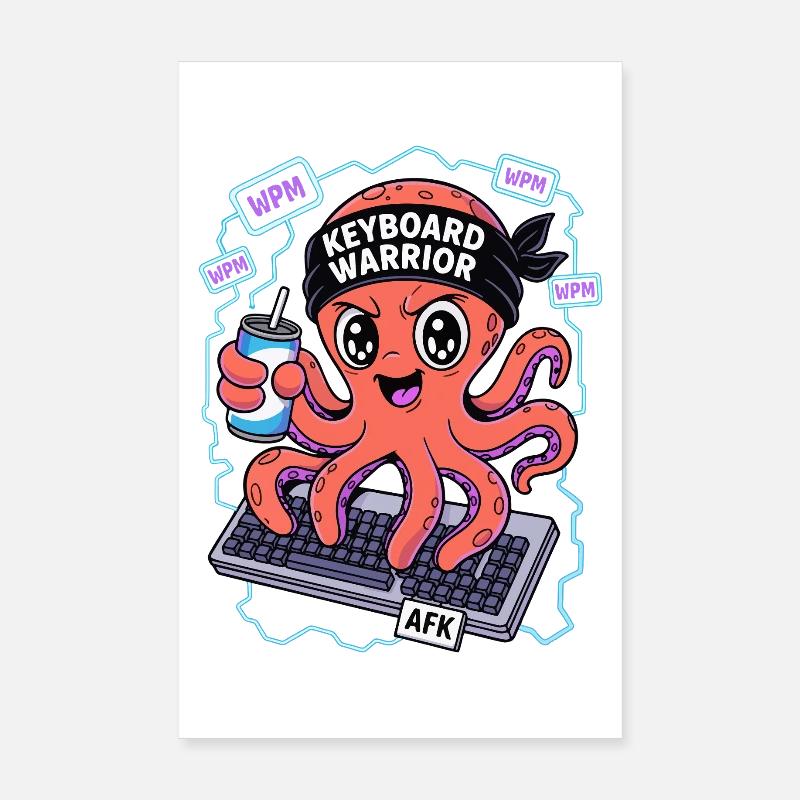 Keyboard Warrior Squid Poster 8" x 12" (20x30 cm)
