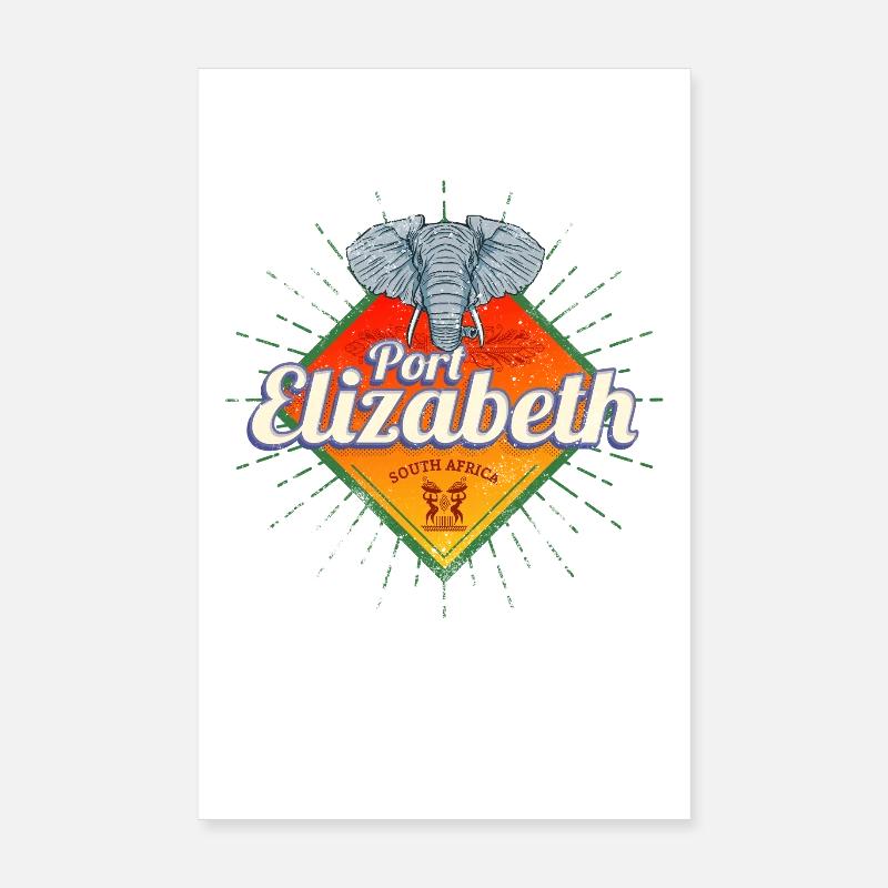 Port Elizabeth en Afrique du Sud avec l’éléphant Souevnir Poster 20 x 30 cm