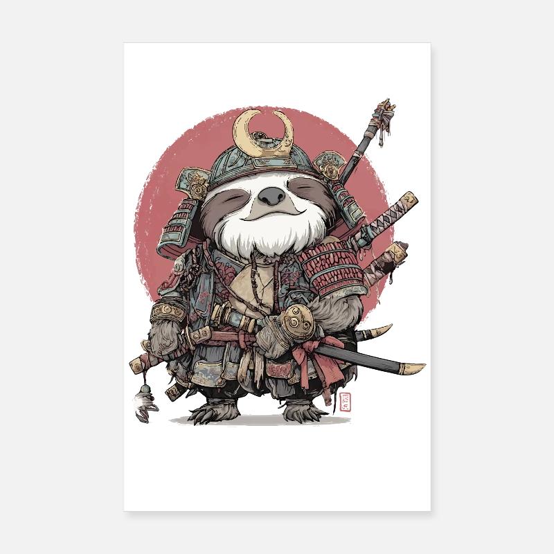Faultier-Samurai-Rüstung Poster 20x30 cm