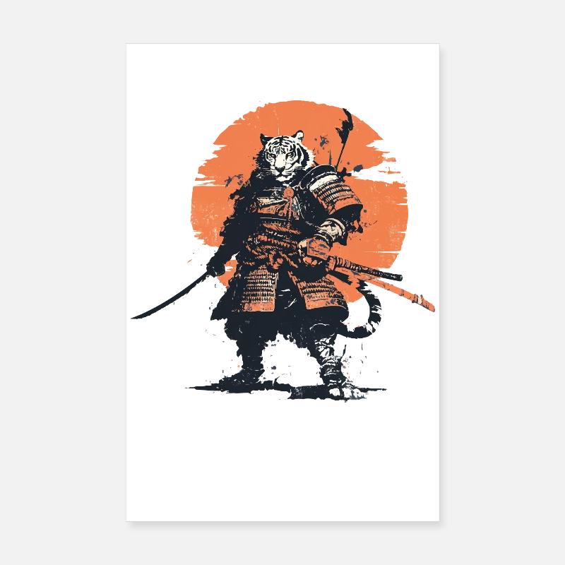 Tiger Samurai in Ember Moon Poster 8" x 12" (20x30 cm)